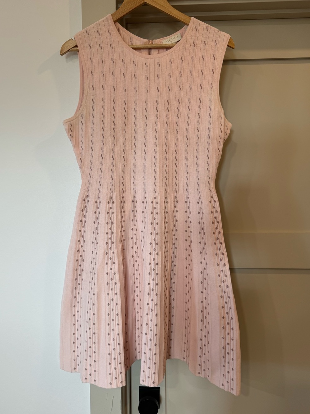 Ted Baker Sleeveless Pink Knit Fit-and-Flare Dress